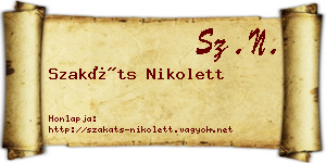 Szakáts Nikolett névjegykártya